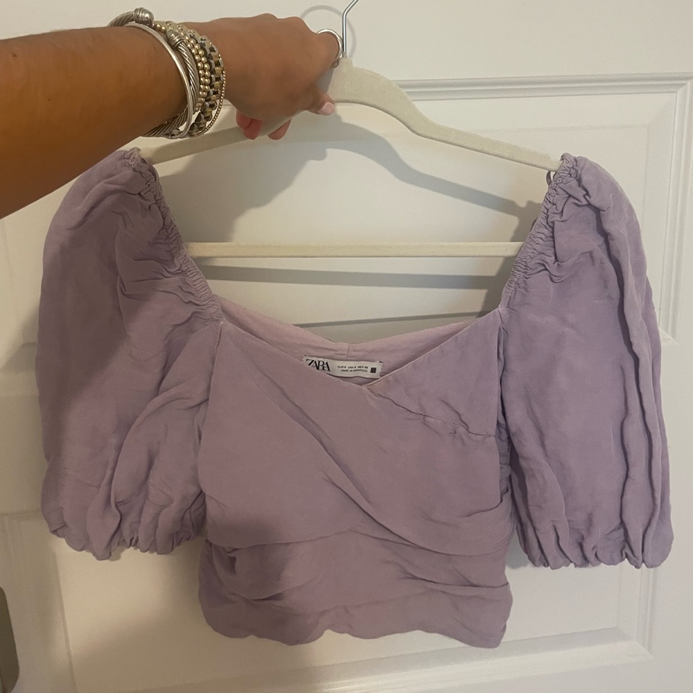 Purple puff sleeve Zara top